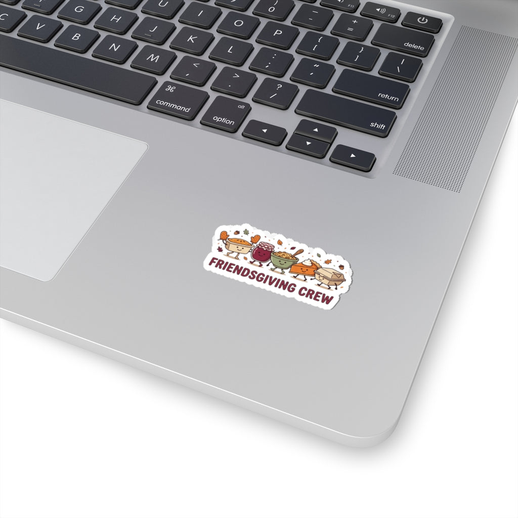 Friendsgiving Crew Sticker with Cute Pumpkin Pie Gravy and Thanksgiving Harvest Design