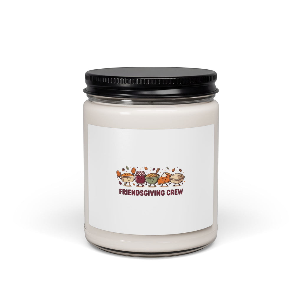 Friendsgiving Crew Candle with Pumpkin Pie and Fall Foliage Thanksgiving Design