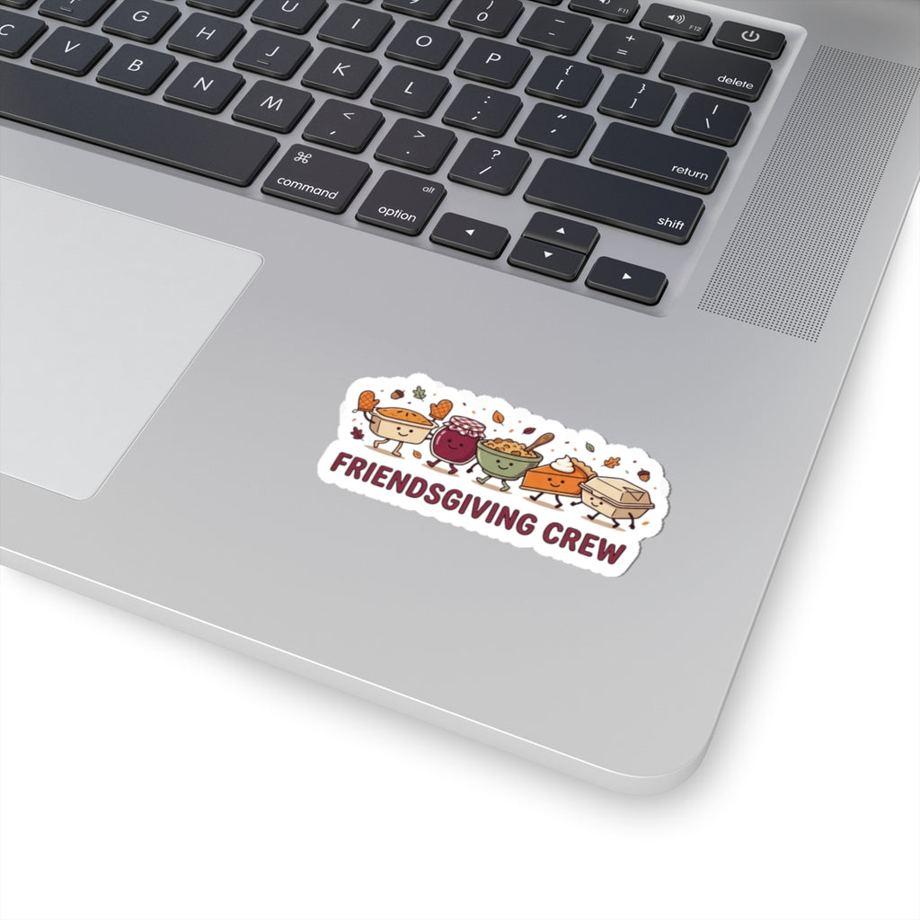 Friendsgiving Crew Sticker with Cute Pumpkin Pie Gravy and Thanksgiving Harvest Design