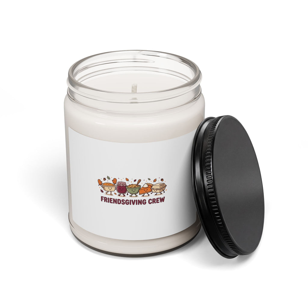 Friendsgiving Crew Candle with Pumpkin Pie and Fall Foliage Thanksgiving Design