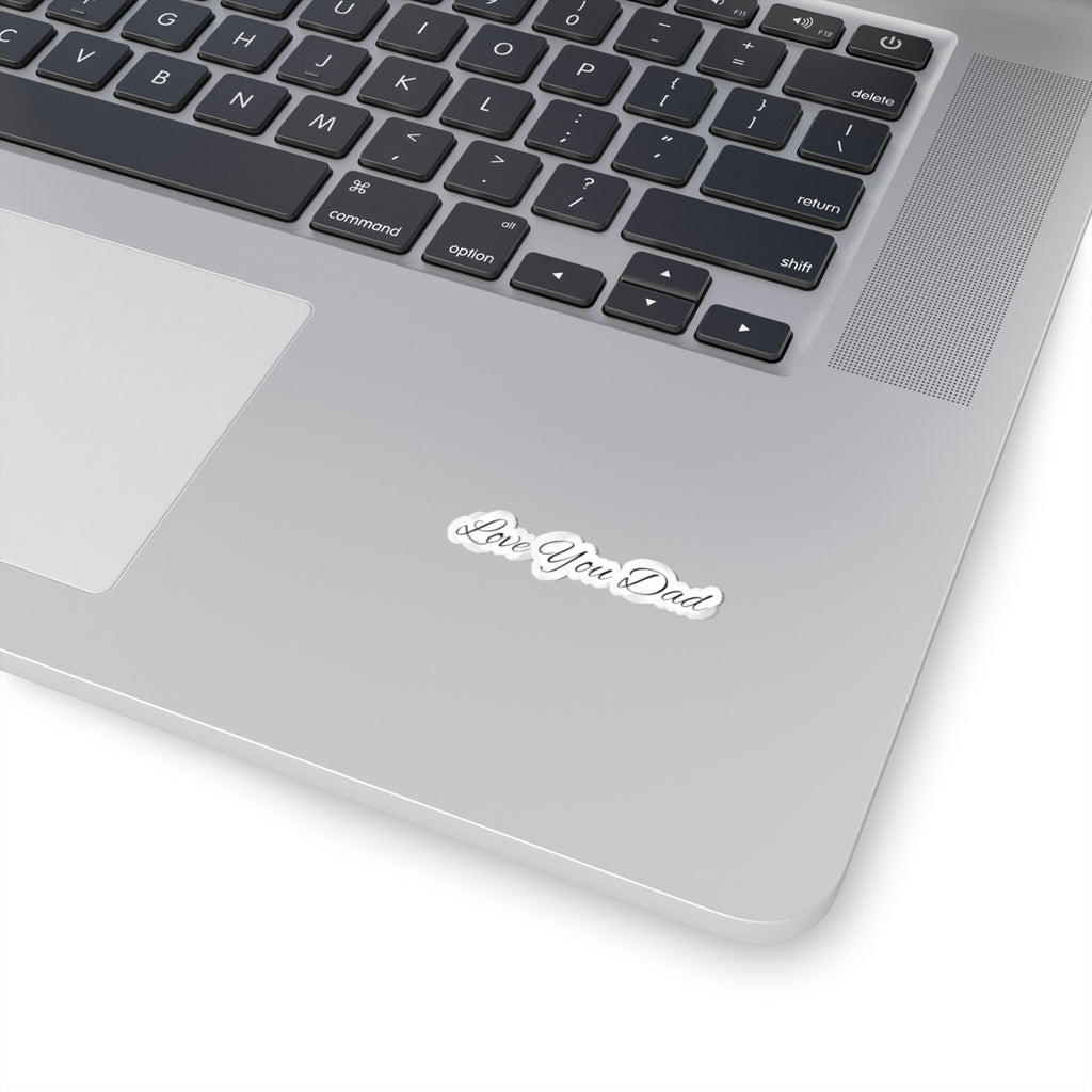 Love You Dad Kiss-Cut Sticker with Elegant Script Father's Day Design