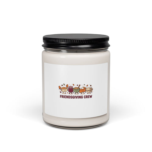Friendsgiving Crew Candle with Pumpkin Pie and Fall Foliage Thanksgiving Design