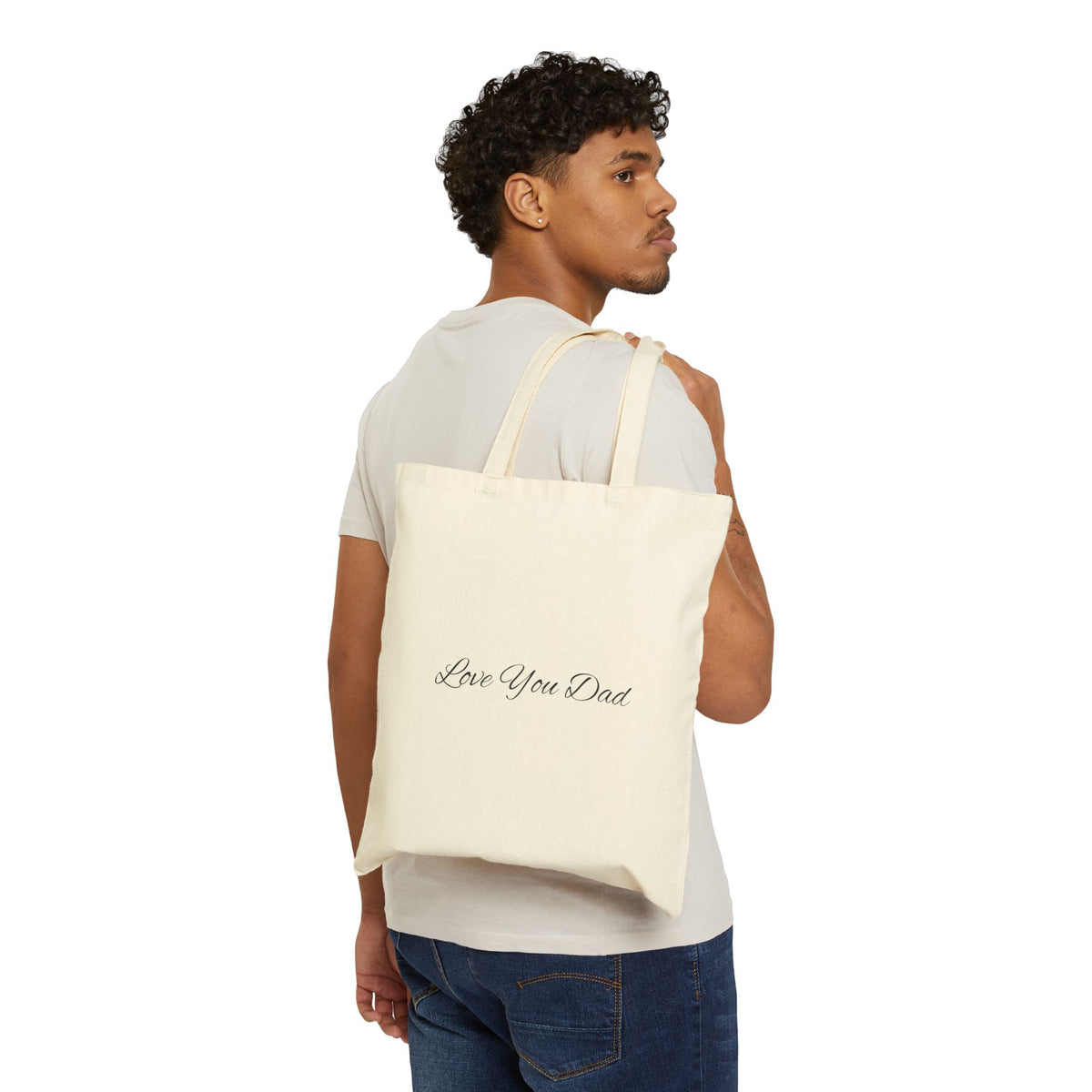 Love You Dad Cotton Canvas Tote for Father's Day Gift